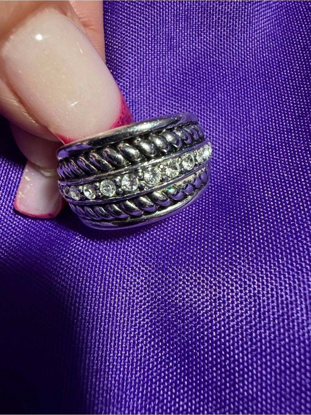 Park Lane Silver Crystal Rope Statement Ring Size 9 New